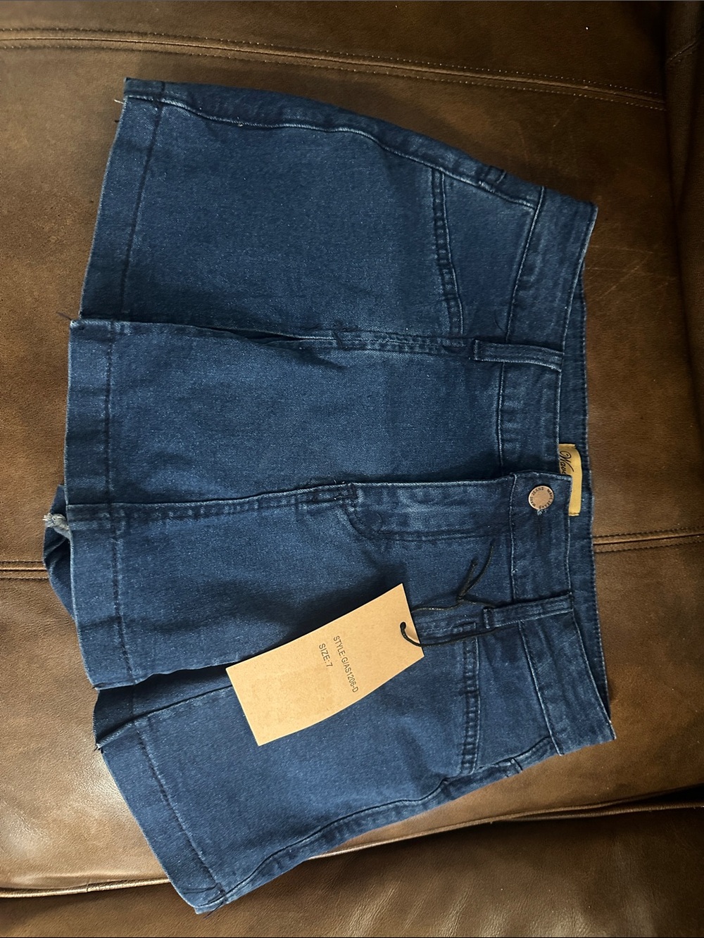 High-Rise Dark Blue Denim Skirt